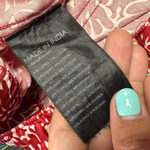 Club Monaco Women Beachy Tropical Print Wide Leg Belted Pull-On Pants Red 12 - Picture 5 of 10